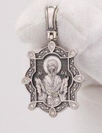 Образок из белого золота 585 пробы с бриллиантами