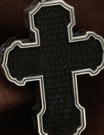 Крест из серебра 925 пробы и золота 585 пробы с эбеновое дерево