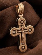 Крест из золота 585 пробы с эбеновым деревом