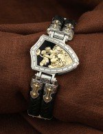 Браслет кожаный с серебром 925 пробы, золотом и ониксом