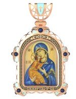 Образок из золота 585 пробы с эмалью и иконописью