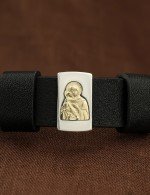 Браслет кожаный с серебром 925 пробы и золотом