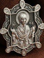 Образок из белого золота 585 пробы с бриллиантами