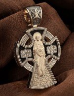 Крест из золота 585 пробы с эбеновым деревом