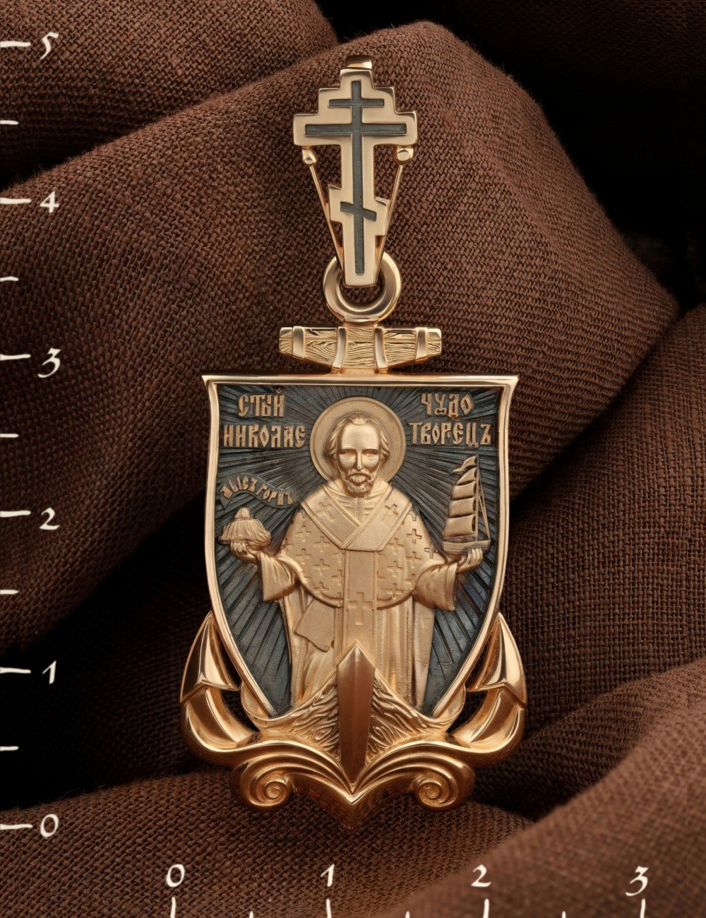 Образок из золота 585 пробы с эмалью