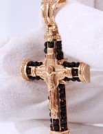 Крест из золота 585 пробы с ониксом