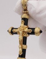 Крест из лимонного золота 585 пробы с ониксом