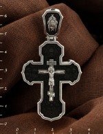 Крест из серебра 925 пробы с эбеновое дерево
