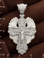 Крест из белого золота 585 пробы с перламутром