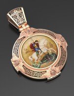 Образок из золота 585 пробы с эмалью и иконописью