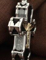 Крест из серебра 925 пробы и золота 585 пробы с эбеновым деревом