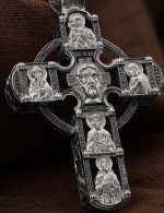 Крест из белого золота 585 пробы с эбеновым деревом