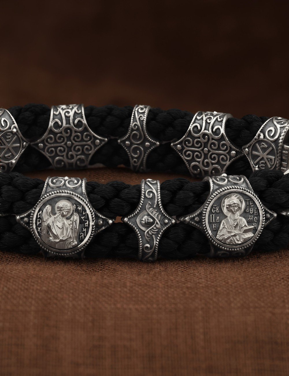 Браслет шёлковый с серебром 925 пробы