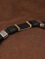 Браслет кожаный с золотом 585 пробы