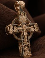 Крест из золота 585 пробы с эбеновым деревом