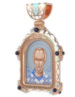 Образок из золота 585 пробы с эмалью и иконописью