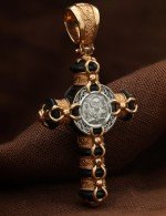 Крест из золота 585 пробы с ониксом