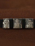 Браслет кожаный с серебром 925 пробы