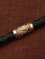 Гайтан кожаный с золотом 585 пробы