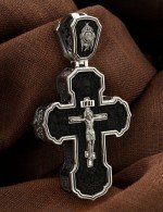 Крест из серебра 925 пробы с эбеновое дерево