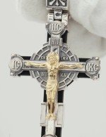 Крест из серебра 925 пробы и золота 585 пробы с эбеновым деревом