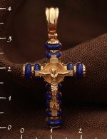 Крест из золота 585 пробы с лазуритом