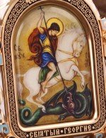 Образок из золота 585 пробы с эмалью и иконописью