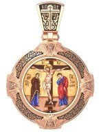 Образок из золота 585 пробы с эмалью и иконописью