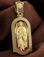 Образок из лимонного золота 585 пробы с эмалью