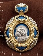 Образок из лимонного золота 585 пробы с эмалью
