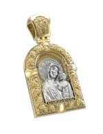 Образок из лимонного золота 585 пробы с эмалью