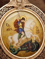 Образок из золота 585 пробы с эмалью и иконописью