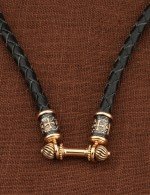Гайтан кожаный с золотом 585 пробы