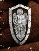 Образок из белого золота 585 пробы с эбеновым деревом