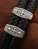 Браслет кожаный с серебром 925 пробы