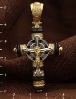 Крест из лимонного золота 585 пробы с ониксом