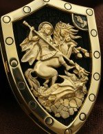 Образок из лимонного золота 585 пробы с эбеновым деревом