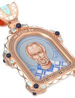 Образок из золота 585 пробы с эмалью и иконописью