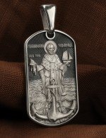 Образок из белого золота 585 пробы с эмалью