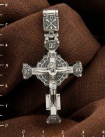 Крест из серебра 925 пробы с эмалью и эбеновым деревом