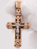Крест из золота 585 пробы с эбеновым деревом