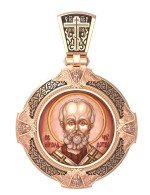 Образок из золота 585 пробы с эмалью и иконописью