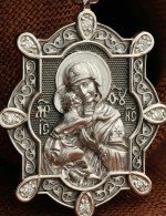 Образок из белого золота 585 пробы с бриллиантами