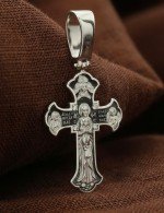 Крест из белого золота 585 пробы с бриллиантами