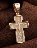 Крест из золота 585 пробы с бриллиантами