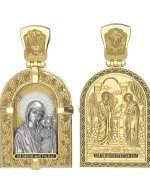 Образок из лимонного золота 585 пробы с эмалью