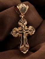 Крест из золота 585 пробы с эбеновым деревом
