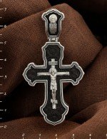 Крест из серебра 925 пробы с эбеновым деревом