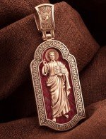 Образок из золота 585 пробы с эмалью