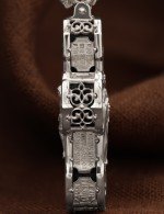 Крест из белого золота 585 пробы с эбеновым деревом